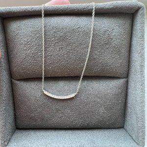 White Gold and Diamond half moon adjustable necklace - 16"